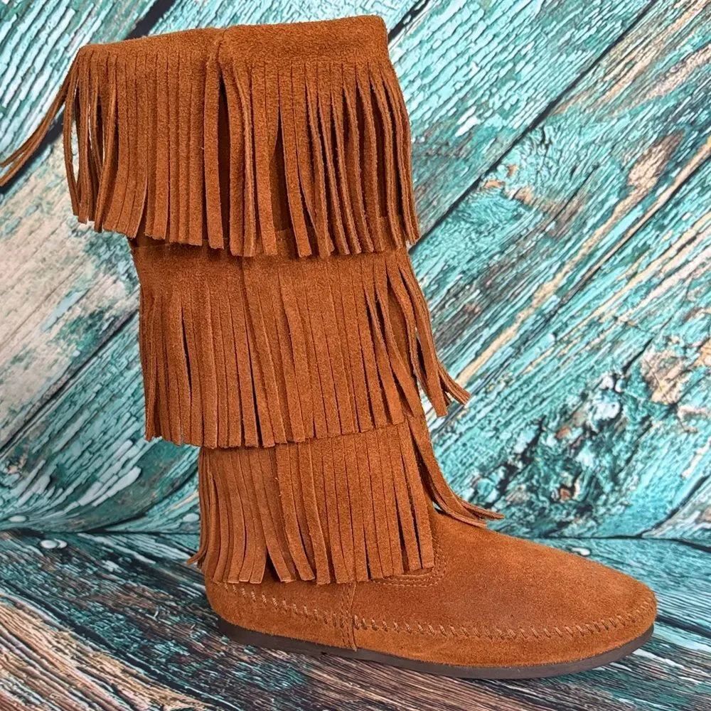 Minnetonka Brown Fringe Moccasins